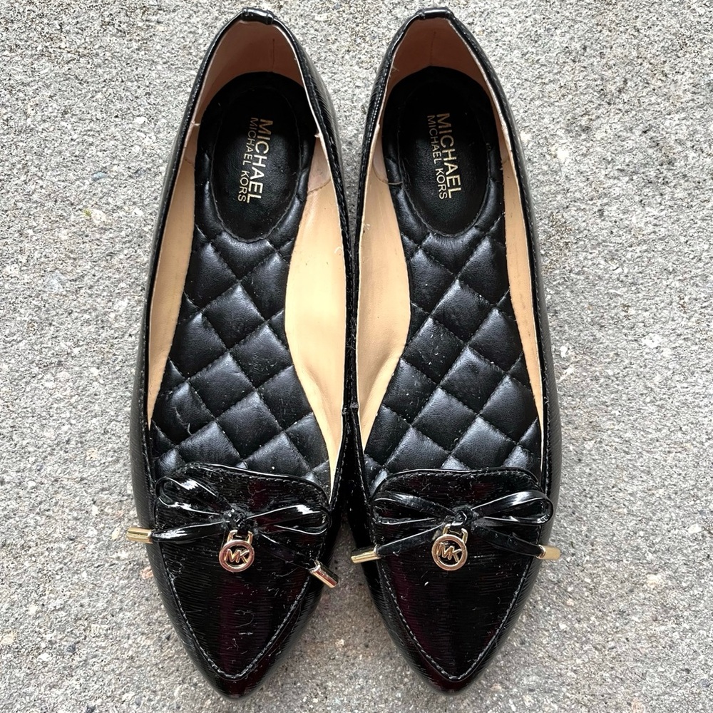 Michael Kors Black Flats with Gold Accents